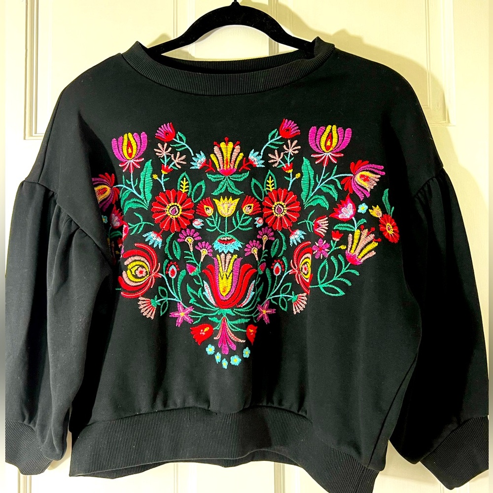 Black Mexican Embroidered Sweater